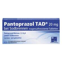 Abbildung: Pantoprazol TAD 20 mg b.Sodbrenn. magensaftresistent Tabletten 14 St, Tabletten magensaftresistent PZN 05522708 