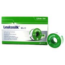 Abbildung: Leukosilk 5 m x 2,50 cm 12 St, Pflaster PZN 05529550 