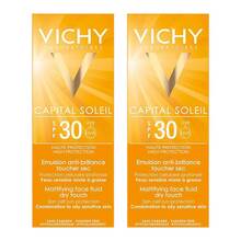 Abbildung: Vichy Capital Soleil Mattierendes Sonnen-Fluid LSF 30 für das Gesicht 2x50 ml, Milch PZN 08032573 