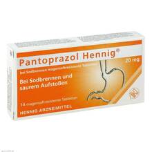 Abbildung: Pantoprazol Hennig b.Sodbrennen 20 mg magensaftresistent Tabletten 14 St, Tabletten magensaftresistent PZN 08439988 