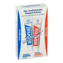 Abbildung: Aronal und Elmex Mini Doppelschutz Zahnpasta 2X12 ml, Zahnpasta PZN 09428082 