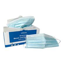 Mundschutz OP blau mit Gummiband und Nasenbügel 10 St