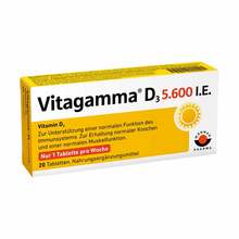 Abbildung: Vitagamma D3 5.600 I.E .Vitamin D3 NEM Tabletten 20 St, Tabletten PZN 11239448 