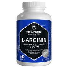 Abbildung: L-Arginin 750 mg hochdosiert + Piperin + Vitamine Kapseln 360 St, Kapseln PZN 13815324 