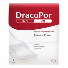 DracoPor Soft wei&szlig; Wundverband 15x15 cm steril 5 St