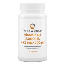 Abbildung: Vitamin D3 + K2 2.000 I.E. / 200 µg Tabletten 120 St, Tabletten PZN 14444947 