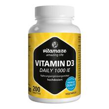 Abbildung: Vitamin D3 1.000 I.E. daily vegetarisch Tabletten 200 St, Tabletten PZN 16018657 