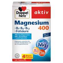 Abbildung: Doppelherz Magnesium 400 + B1 + B6 + B12 + Folsäure Tabletten  120 St, Tabletten PZN 16350185 