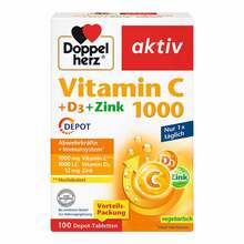 Abbildung: Doppelherz Vitamin C 1000 + D3 + Zink Depot Tabletten 100 St, Tabletten PZN 17620528 