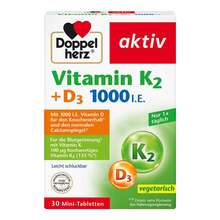 Abbildung: Doppelherz Vitamin K2 + D3 1000 I.E. Tabletten 30 St, Tabletten PZN 18029501 