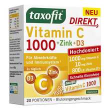 Abbildung: Taxofit Vitamin C 1000 + Zink + D3 Direkt Granulat 20 St, Granulat PZN 18652909 