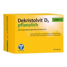 Abbildung: Dekristolvit D3 2000 I.E. pflanzlich Kapseln 120 St, Kapseln PZN 18674845 