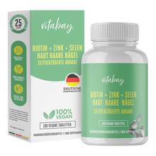 Biotin + Zink + Selen Haut + Haare + N&auml;gel vegan Tabletten 180 St