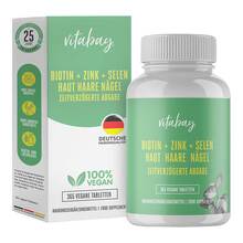 Biotin + Zink + Selen Haut + Haare + N&auml;gel vegan Tabletten 365 St