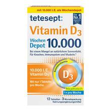 Abbildung: Tetesept Vitamin D3 10.000 Filmtabletten 12 St, Filmtabletten PZN 19402445 
