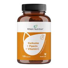 Abbildung: Kurkuma 95% Curcumin + Piperin + Vitamin C vegan Kapseln Kapseln, 120 St PZN 19680747