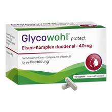 Abbildung: Glycowohl Eisen-Komplex duodenal 40 mg + Vitamin C Kapseln  90 St, Kapseln PZN 19745369 