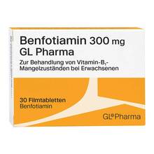 Abbildung: Benfotiamin 300 mg GL Pharma Filmtabletten 30 St, Filmtabletten PZN 19862046 