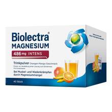 Abbildung: Biolectra Magnesium 486 mg intens Trinkpulver Ora-Man. 40 St, Pulver zur Herstellung einer Lösung zum Einnehmen PZN 20299998 