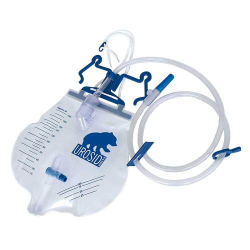 Urosid Urindrainagesystem 2000ml 90 cm Schllauch Nadelfrei Kreuzventil senkrecht - 1