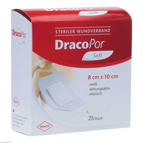 DracoPor Soft wei&szlig; Wundverband 10x8 cm steril - 1