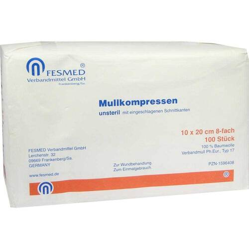 Mullkompressen 10x20 cm unsteril 8-fach Papier - 1