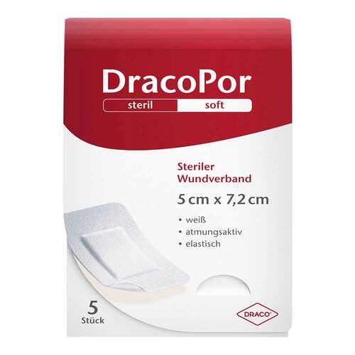 DracoPor Soft wei&szlig; Wundverband 7,2x5 cm steril - 1