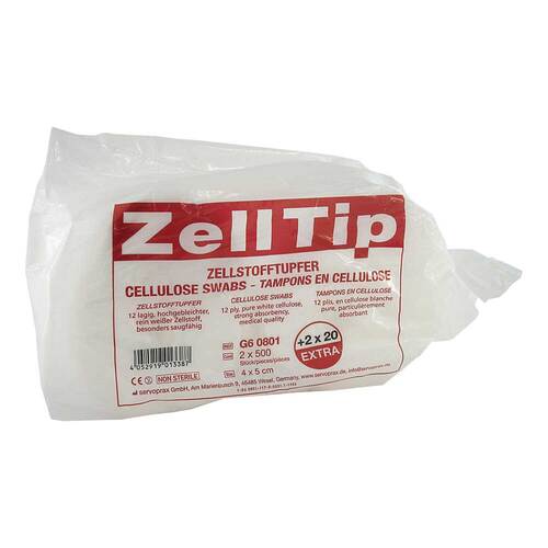 Zellstofftupfer Zelltip 4x5cm unsteril reinwei&szlig; - 1