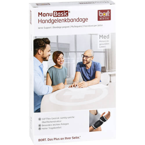 Bort Manubasic Bandage links medium schwarz - 1