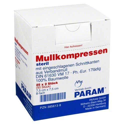 Mullkompressen 7,5x7,5 cm 8-fach steril - 1