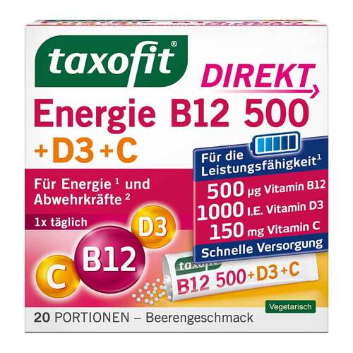 Taxofit Energie B12 500 + D3 + C Direkt Granulat - 1