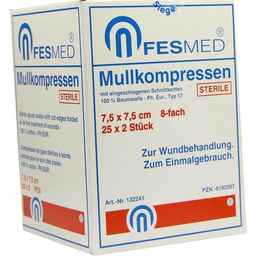 Mullkompressen ES 7,5x7,5 cm steril 8-fach - 1