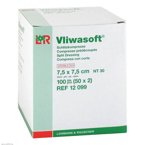 Vliwasoft Schlitzkompressen 7,5x7,5cm 4-lag.steril - 1