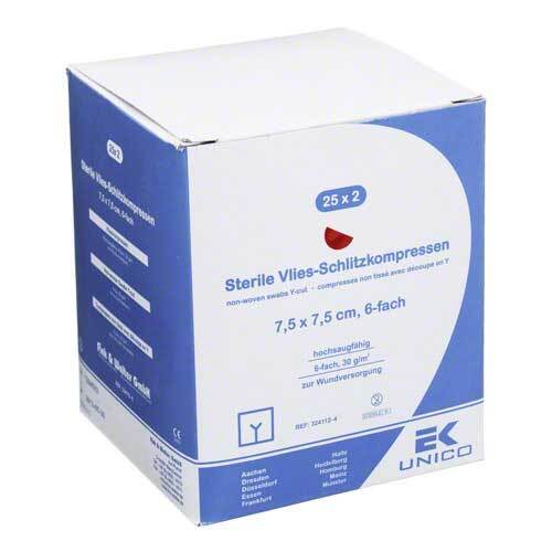 Vlies-Schlitzkompressen 7,5x7,5 cm steril 6fach - 1