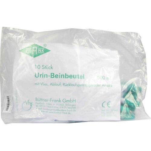 Urin Beinbeutel mit R&uuml;cklaufsperre und Ablauf mit Vlies gerader Ansatz 500 ml - 1