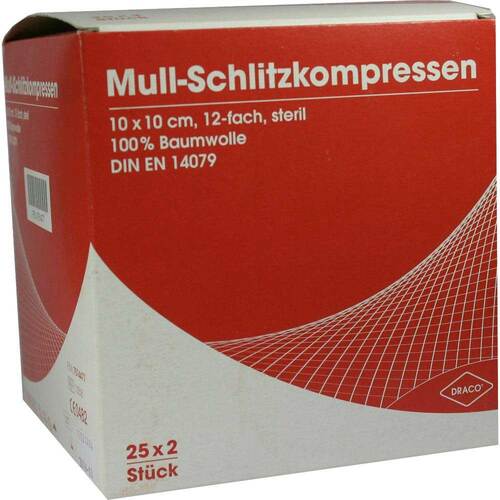 Schlitzkompressen Mull 10x10 - 1
