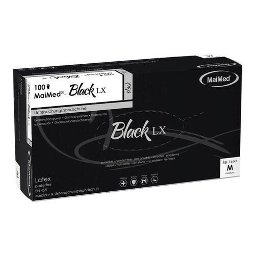 Black LX Latex Handschuhe PF Gr&ouml;&szlig;e M unsteril - 1