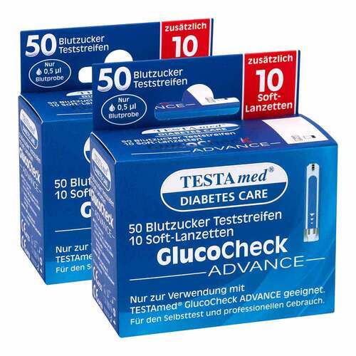 TESTAmed® GlucoCheck ADVANCE Teststreifen mit 10 Soft-Lanzetten - 1