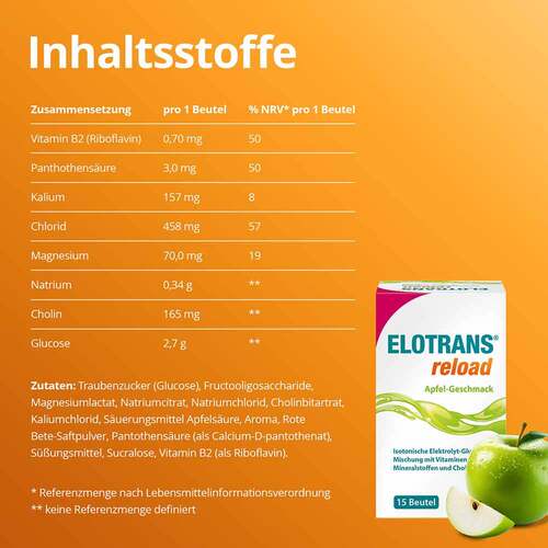 Elotrans reload Elektrolyt-Pulver Apfel Beutel - 5
