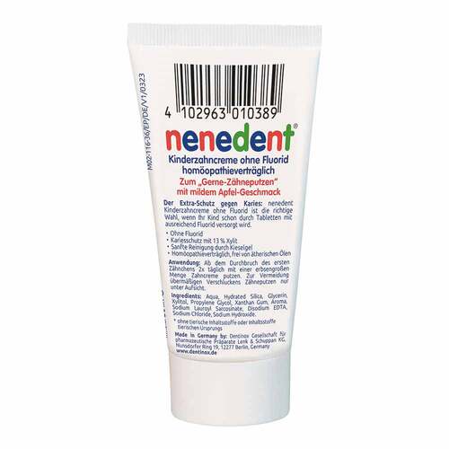 Nenedent Kinderzahncreme ohne Fluor - 2