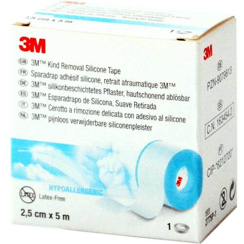 3M silikonbeschichtetes Pflaster 2,5 cm x 5 m Rollen - 1