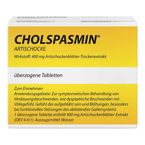 Cholspasmin Artischocke &uuml;berzogene Tabletten - 1