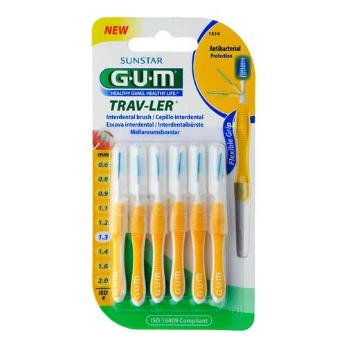 GUM Trav-Ler 1,3mm Tanne gelb Interdental + 6Kappen - 1