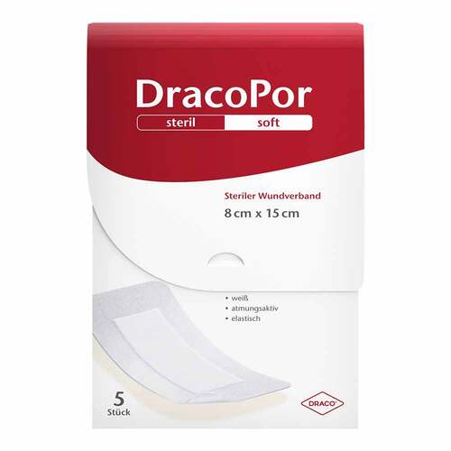 DracoPor Soft wei&szlig; Wundverband 8x15 cm steril - 1