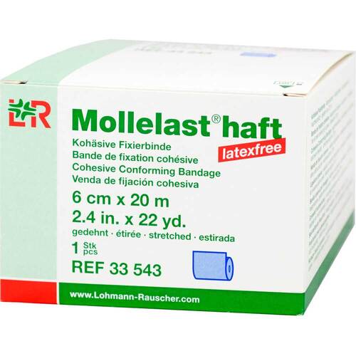Mollelast haft latexfrei 6cmx20m gedehnt blau - 1