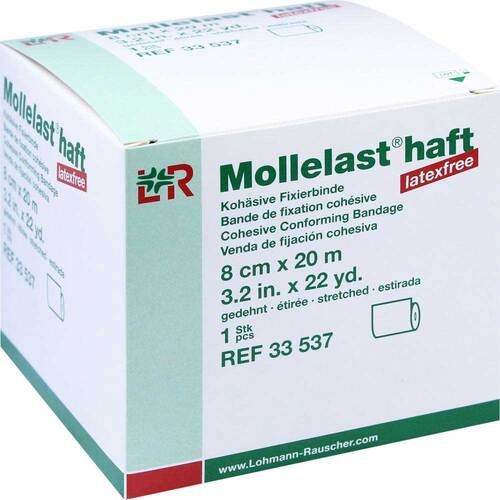 Mollelast haft latexfrei 8cmx20m gedehnt wei&szlig; - 1