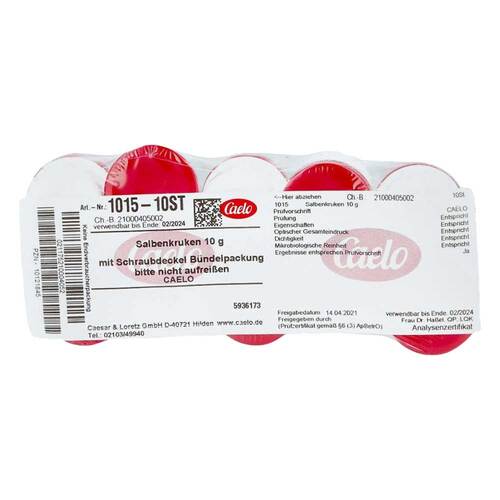 Salbenkruke wei&szlig; 10 g mit Schraubdeckel rot - 1