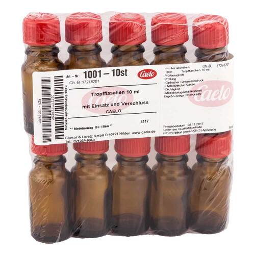 Tropfflasche 10 ml mit Einsatz + Verschlu&szlig; braun - 1