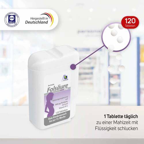 Fols&auml;ure 800 Plus B12 + Jod Tabletten - 5