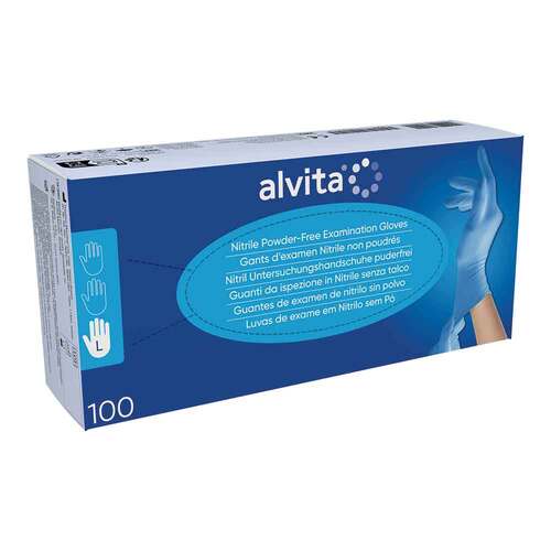 Alvita Nitril Untersuchungshandschuhe unsteril puderfrei L - 1